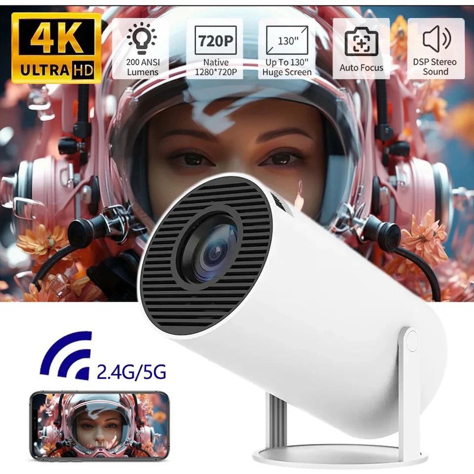 2024 HD Android DLP Smart Projector Android 11 4k Projector Wifi 6 (Auto Screen Adjust )