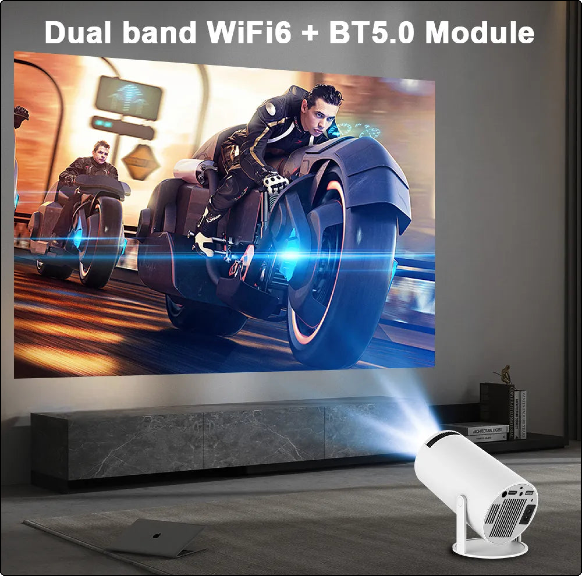 2024 HD Android DLP Smart Projector Android 11 4k Projector Wifi 6 (Auto Screen Adjust )